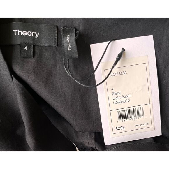 NWT Theory Cicieema Light Poplin Fit & Flare Dress in Black, Size 4 - Picture 13 of 16